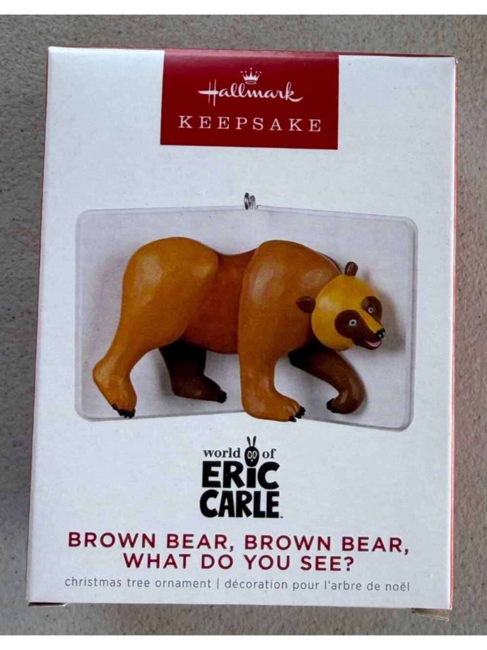Hallmark Keepsake Artist Crafted Brown Bear, "What Do You See"? Ornament 2" Tall